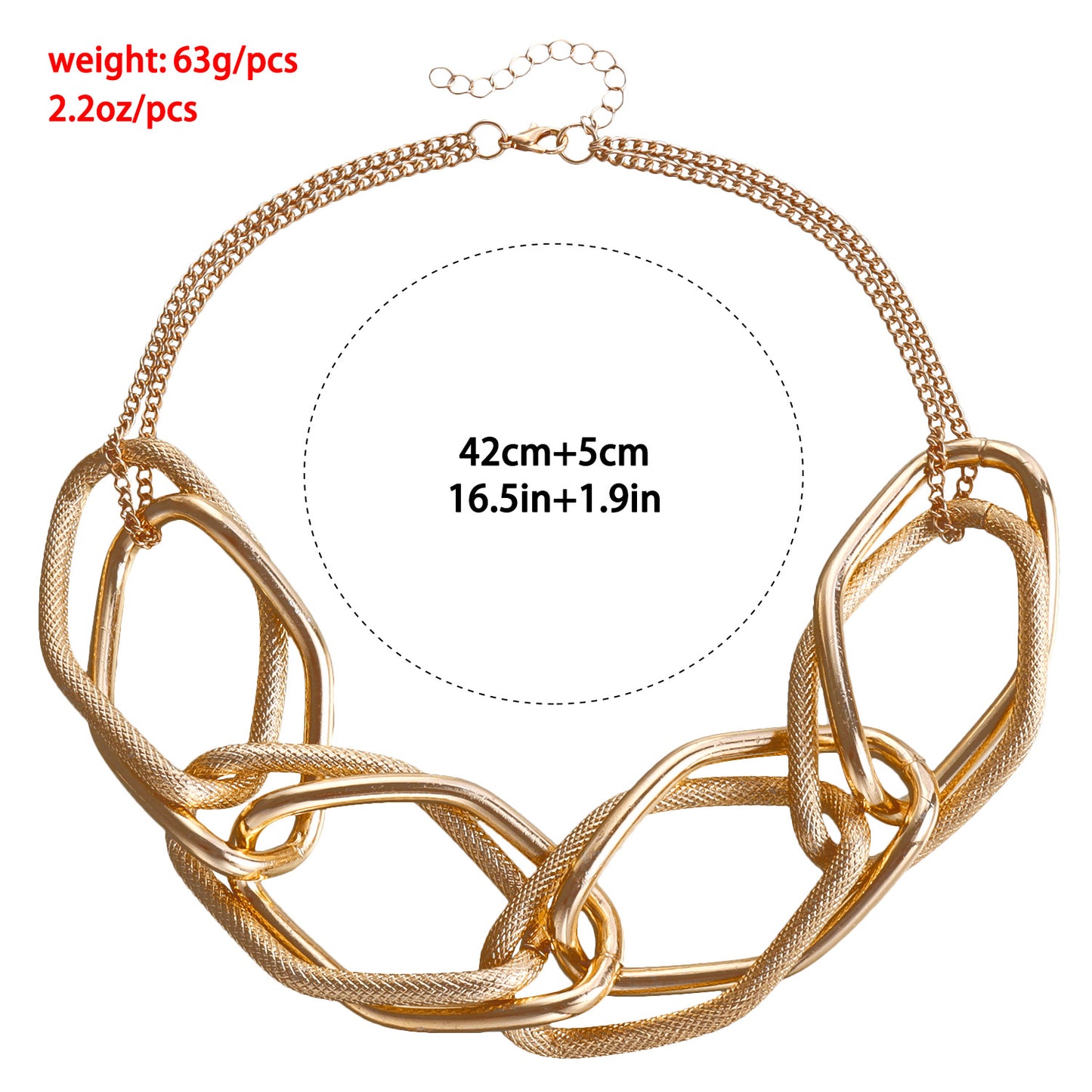 Geometric Fashion Necklace for Women with Electroplated Metal Chain and Bold Chunky Design