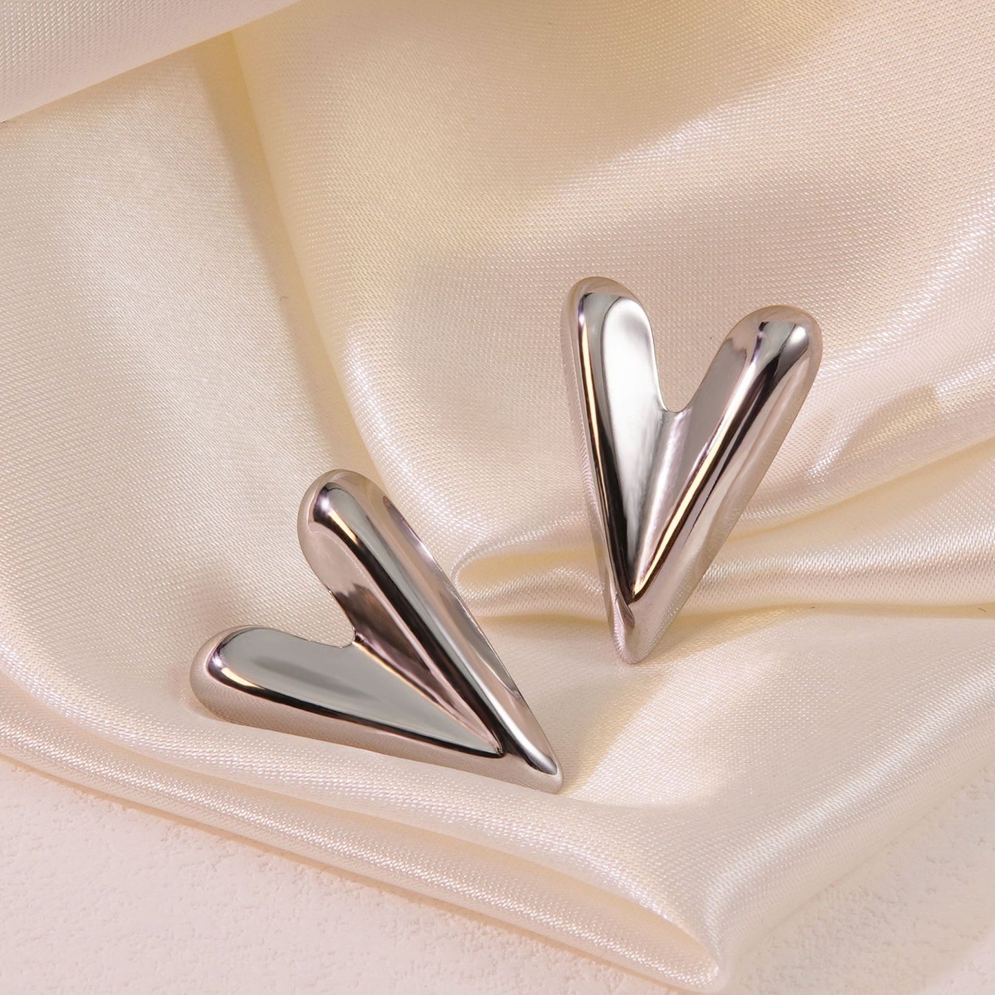 Heart Shaped Stamped Stainless Steel Earrings