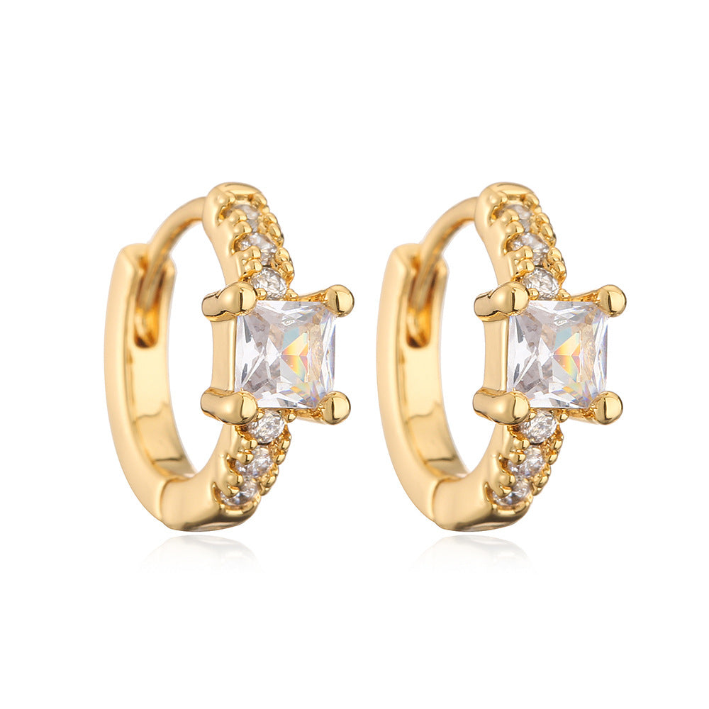 Minimalist Geometric Hoop Earrings for Women with Gold Plating and Micro-Pave Zirconia
