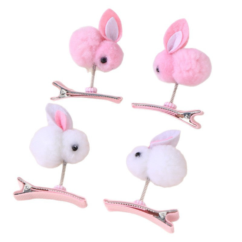 Fermaglio per Capelli a Coniglio Cartone Animato per Bambini - Accessorio per Capelli a Forma di Animale in Tessuto Felpato Stile Principessa con Rivestimento in Resina