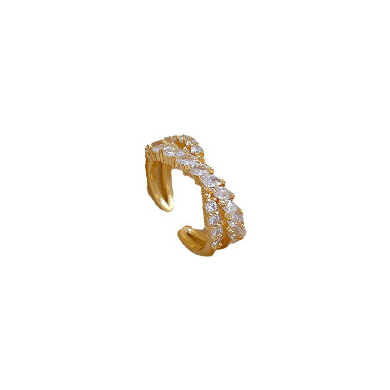 Anello in ottone a forma di corona in stile fumetto con placcatura in oro, fascia aperta regolabile da donna