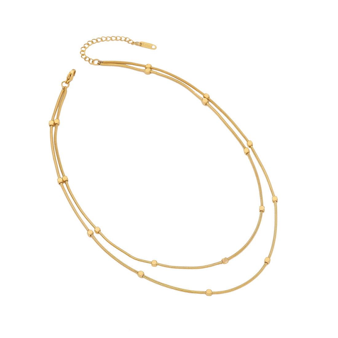 Collana Personalizzata da Donna a Doppio Strato Ondulato in Acciaio Inox con Finitura Placcata