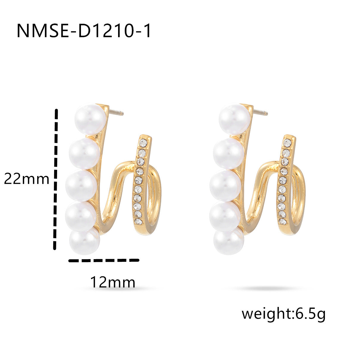 Orecchini da donna in acciaio inossidabile geometrici lussuosi e minimalisti con placcatura in oro e dettagli in perle
