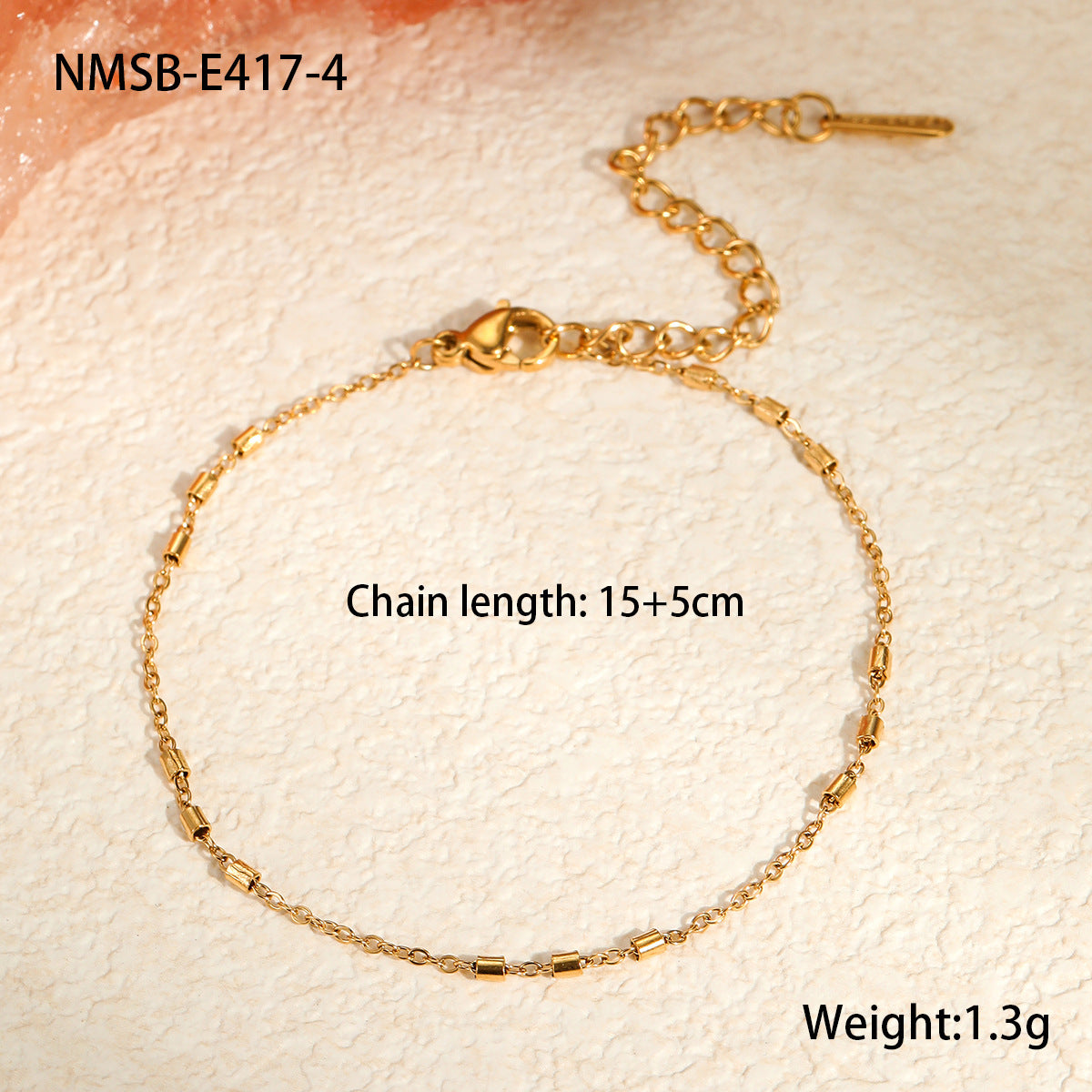 Braccialetto Minimalista Geometrico in Acciaio Inossidabile con Placcatura in Oro 18K e Dettagli in Pietre Naturali e Perle