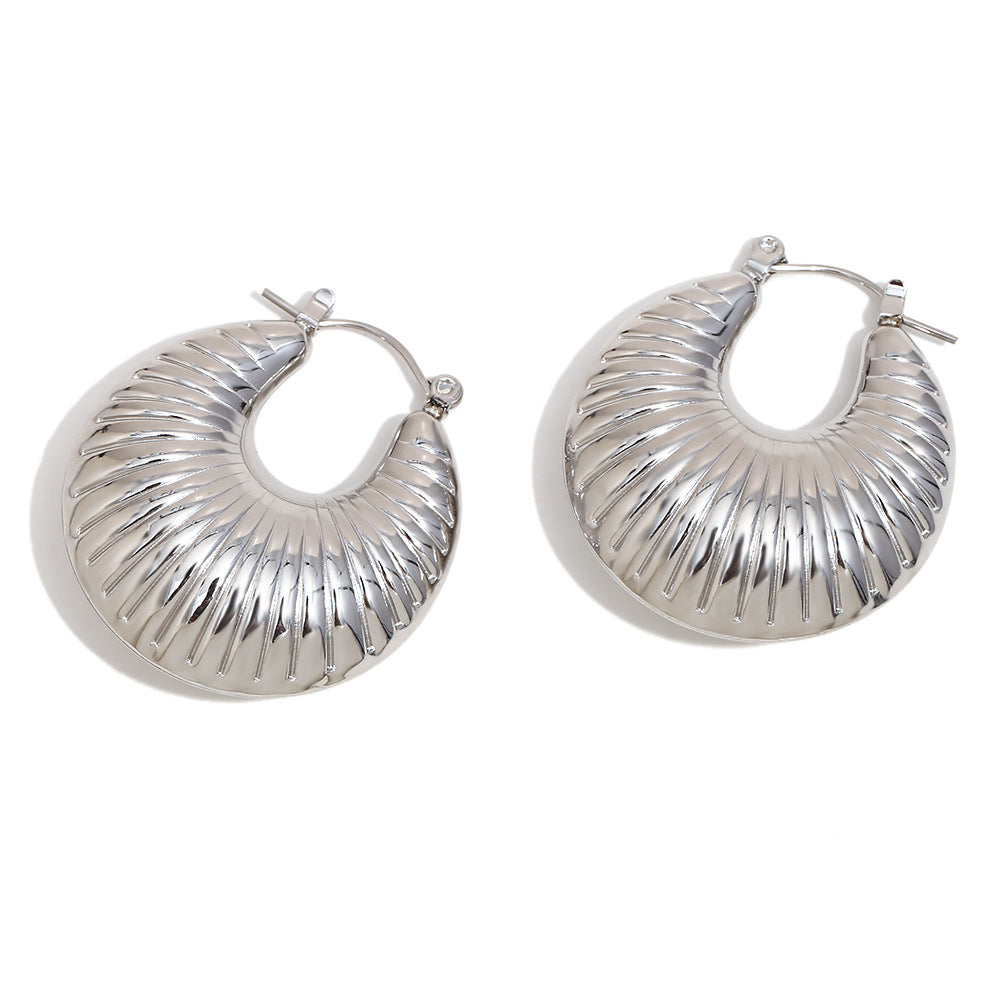 Minimalist Geometric Stainless Steel Plated 18K Gold Hollow Ram Horn Shape Earrings for Women