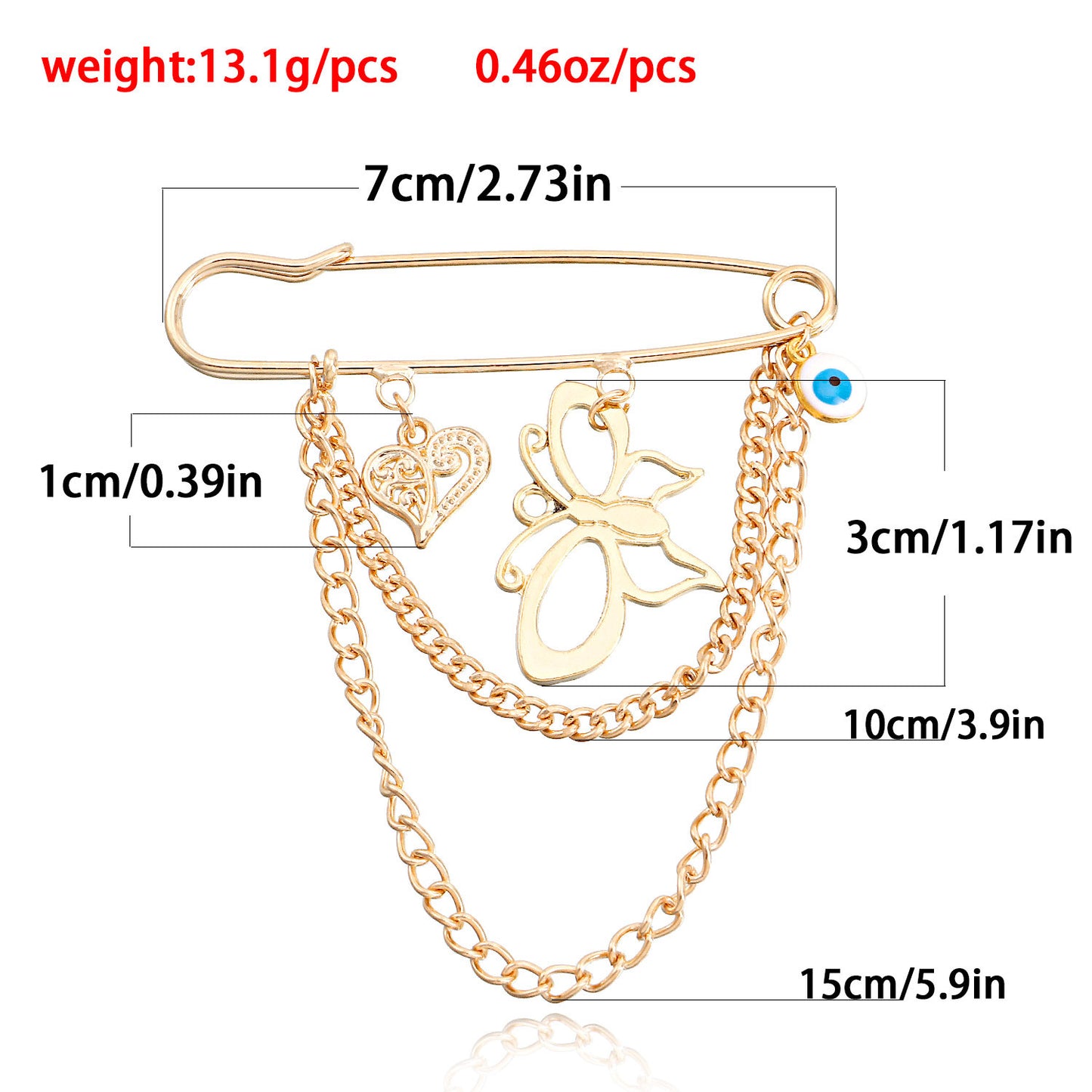 Punk Geometric Hollow Butterfly Tassel Brooch Pendant for Women Alloy Plated Fashion Accessory