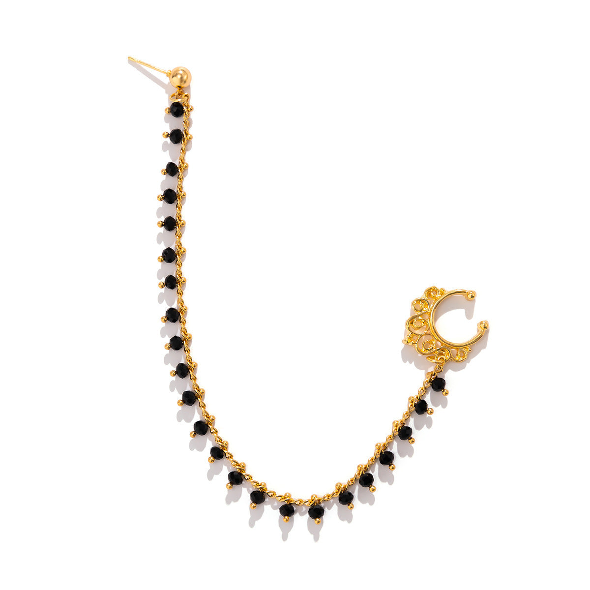 Sweet Minimalist Ethnic Geometric Crystal Plated Alloy Nose Ring with Tassel