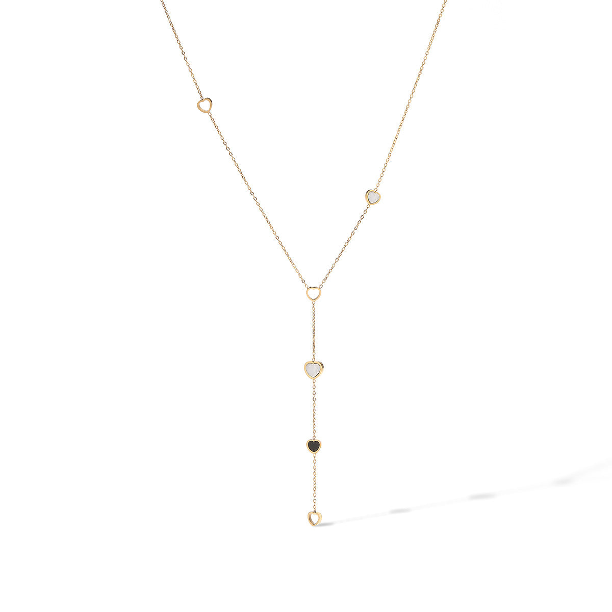 Minimalist Luxury 18K Gold Plated Heart Geometric Stainless Steel Pendant Necklace for Women
