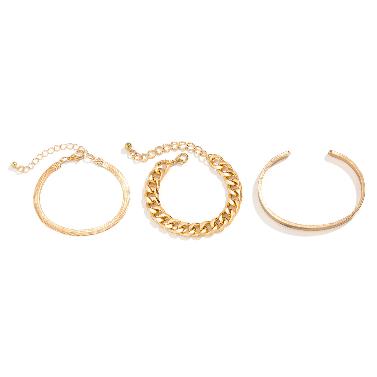 Geometric Ins Style Electroplated Metal Snake Chain Bracelet for Women with Dream Catcher and Octagram Charms