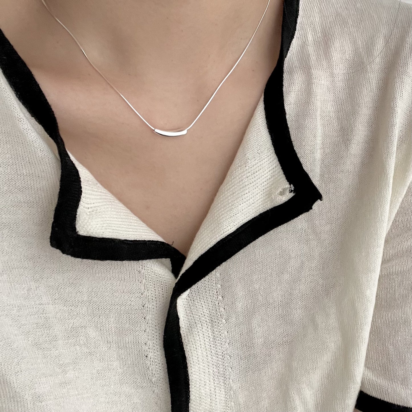 Minimalist Geometric Drop Pendant Necklace in 925 Sterling Silver with Plated Finish on Snake Chain for Women