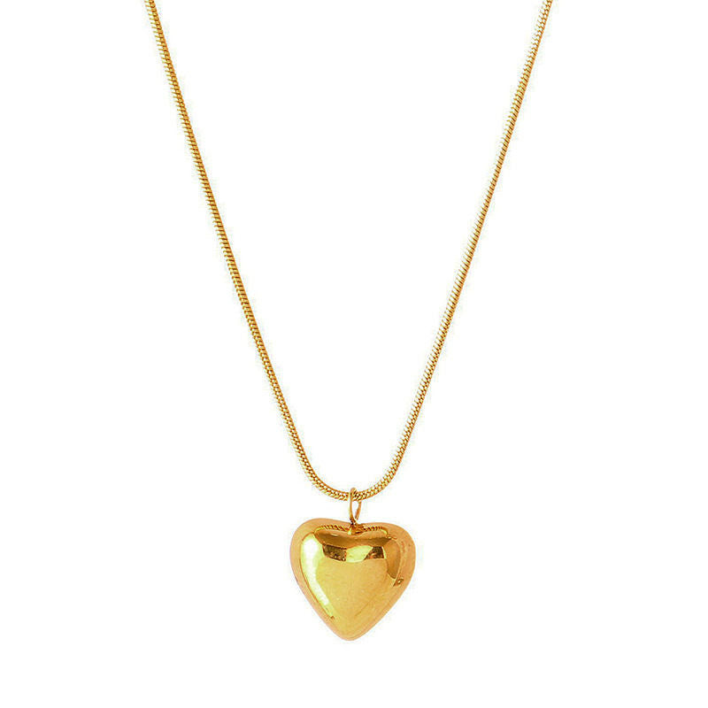 Collana Minimalista con Ciondolo a Cuore in Acciaio al Titanio Placcato per Donne e Uomini