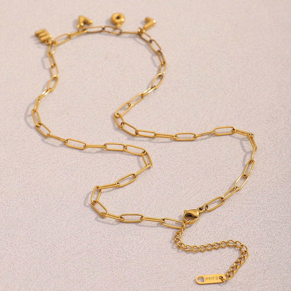Collana pendente con lettera alla moda in stile OL in acciaio inossidabile placcato oro 18 carati da donna