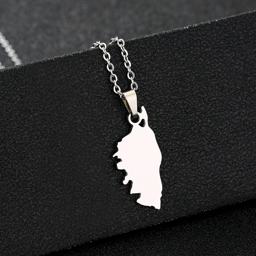 Collar con colgante geométrico de estilo étnico de acero inoxidable con dije de acero de titanio y acabado galvanizado en cadena tipo O