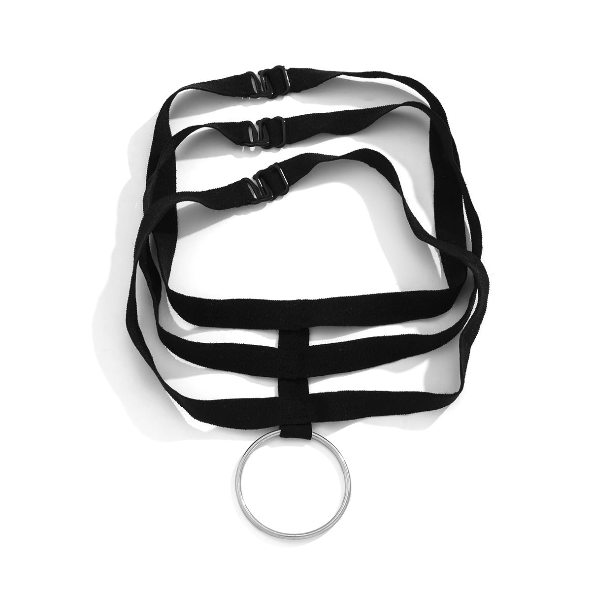 Dark Punk Geometric Round Black Elastic Choker Necklace