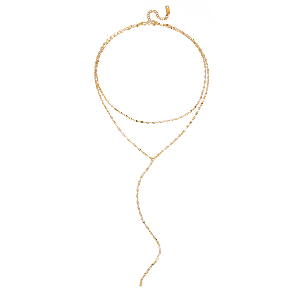 Collar Largo de Acero Inoxidable Chapado en Acero de Titanio con Forma de Y Geométrica para Mujer con Estética Minimalista de Lujo