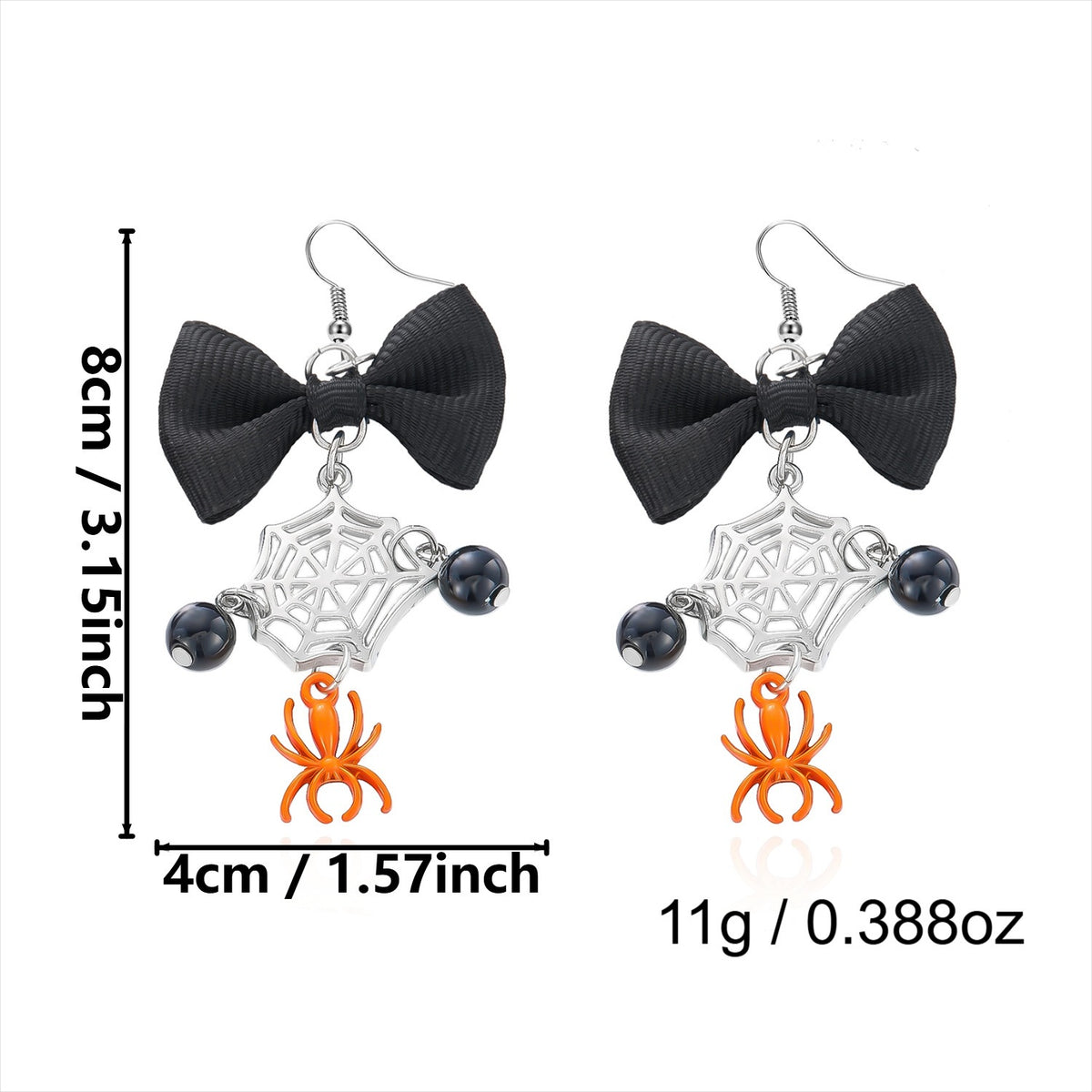Punk Hollow Spider Web Tassel Earrings Alloy Plated Studs for Unisex