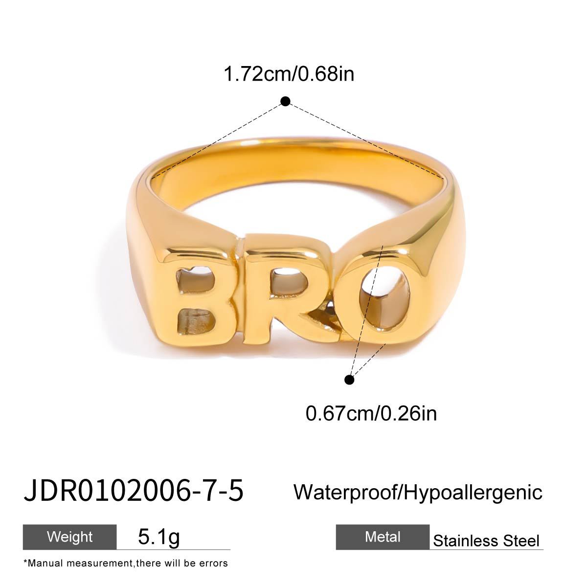 Minimalist Geometric Letter Plated Stainless Steel Ring for Women