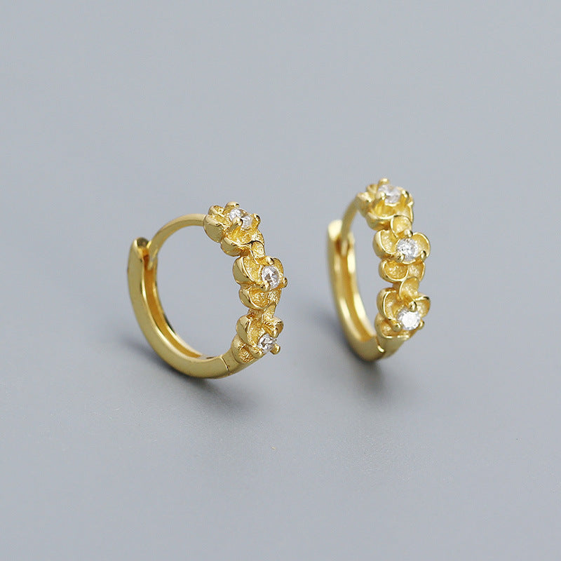 Orecchini a perno da donna a forma di fiore in argento sterling 925, stile floreale dolce, con finitura placcata