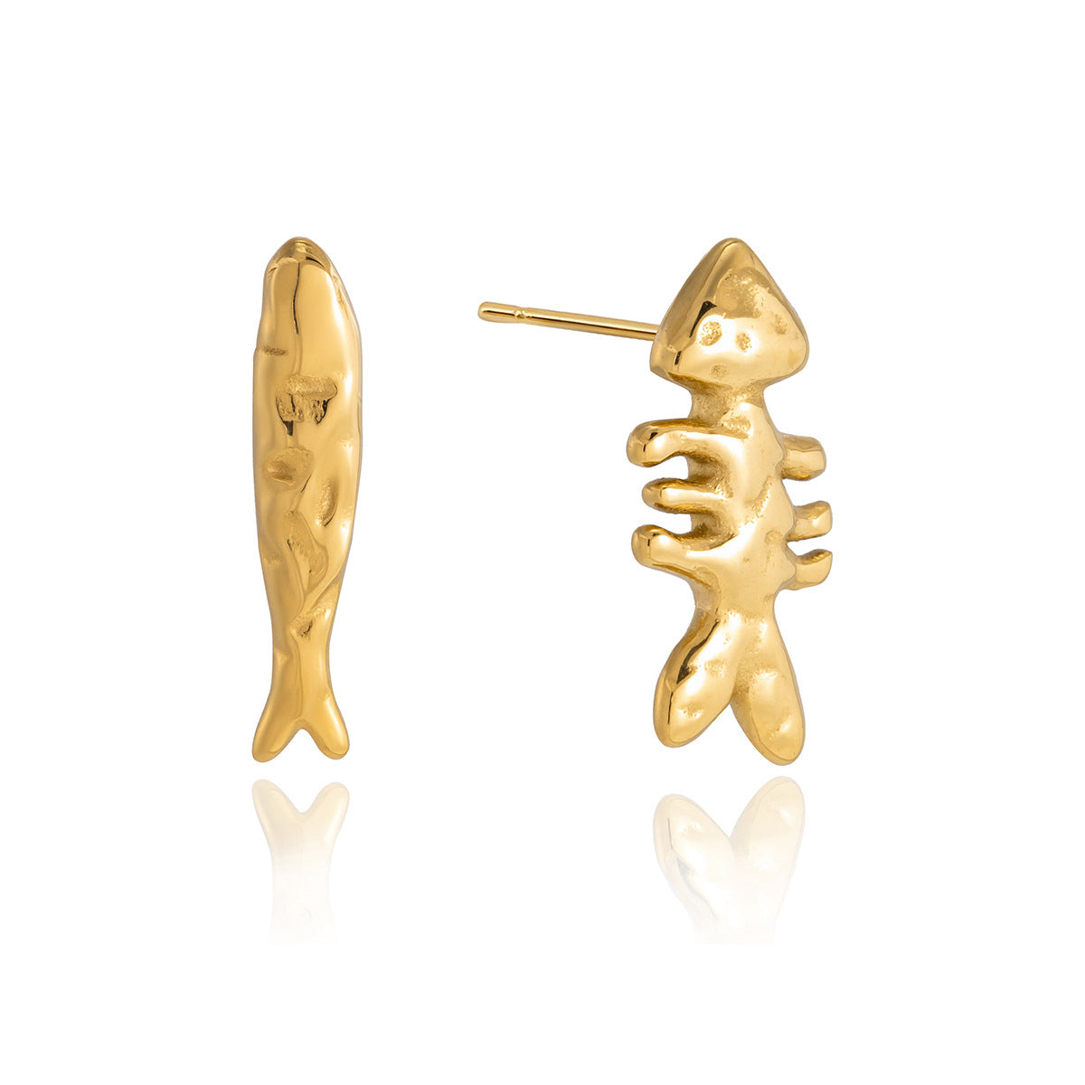 Luxury Casual Geometric Fish 18K Gold Plated Stainless Steel Earrings for Women