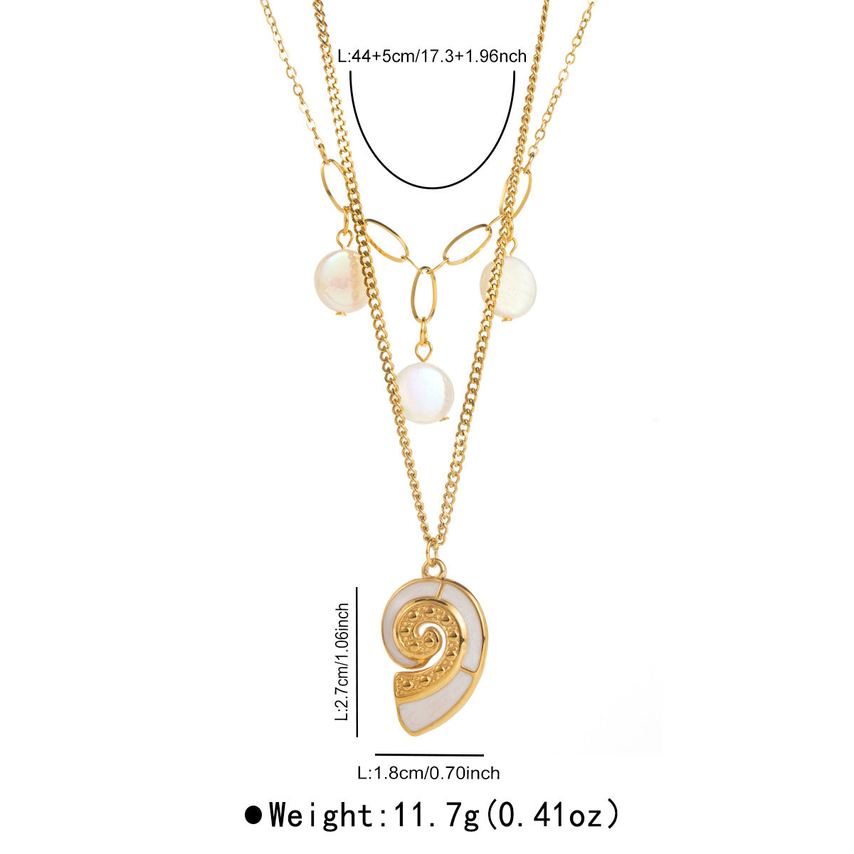 Collana con Pendente a Conchiglia Minimalista in Acciaio Inossidabile con Ciondolo in Acciaio al Titanio e Placcatura Oro da Donna