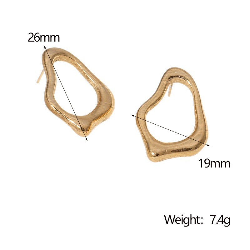 Orecchini a perno da donna in acciaio inossidabile geometrici irregolari minimalisti con finitura placcata