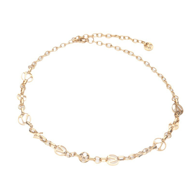Collana con Pendente a Lettera Minimalista in Acciaio Inox con Ciondolo in Acciaio al Titanio e Finitura Elettroplaccata per l'Uso Quotidiano