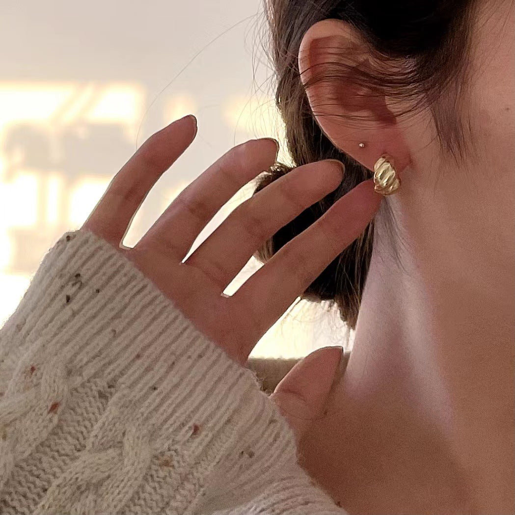 Minimalist Sweet 925 Sterling Silver Plated Geometric Wave Earrings for Women
