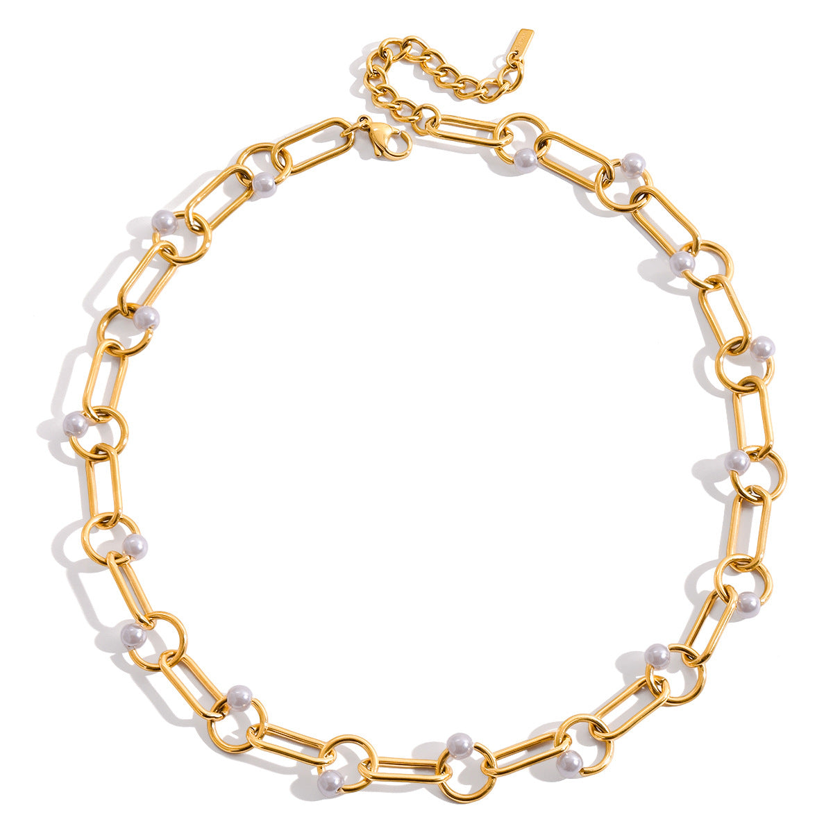 Collana minimalist in acciaio titanio placcato geometrico da donna con ciondolo effetto perla e catena in acciaio inossidabile alla clavicola