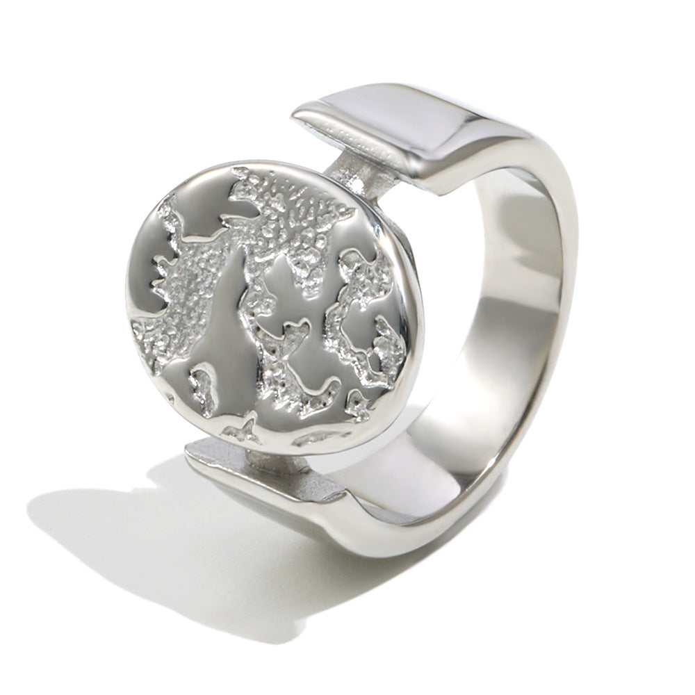 Anello Minimalista Geometrico in Acciaio Inossidabile con Placcatura in Oro 18K e Design a Rilievo Nebuloso