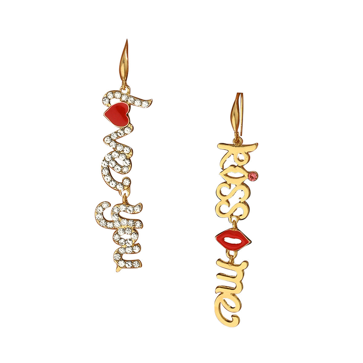 Pendientes minimalistas con forma de letra, de aleación de zinc, con incrustaciones de diamantes de imitación y postes de acero inoxidable para mujer