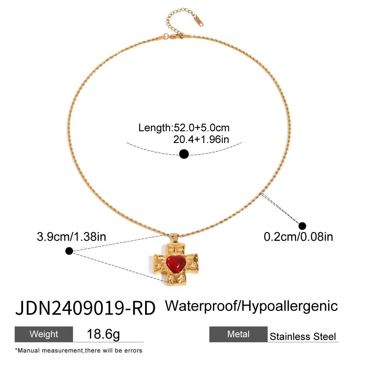 Minimalist Stainless Steel Cross Pendant Necklace Titanium Steel Plated Geometric Design for Women