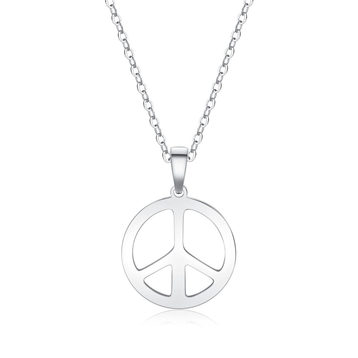 Hippie Style Geometric Peace Sign Pendant Necklace for Women in Stainless Steel with Plated Finish