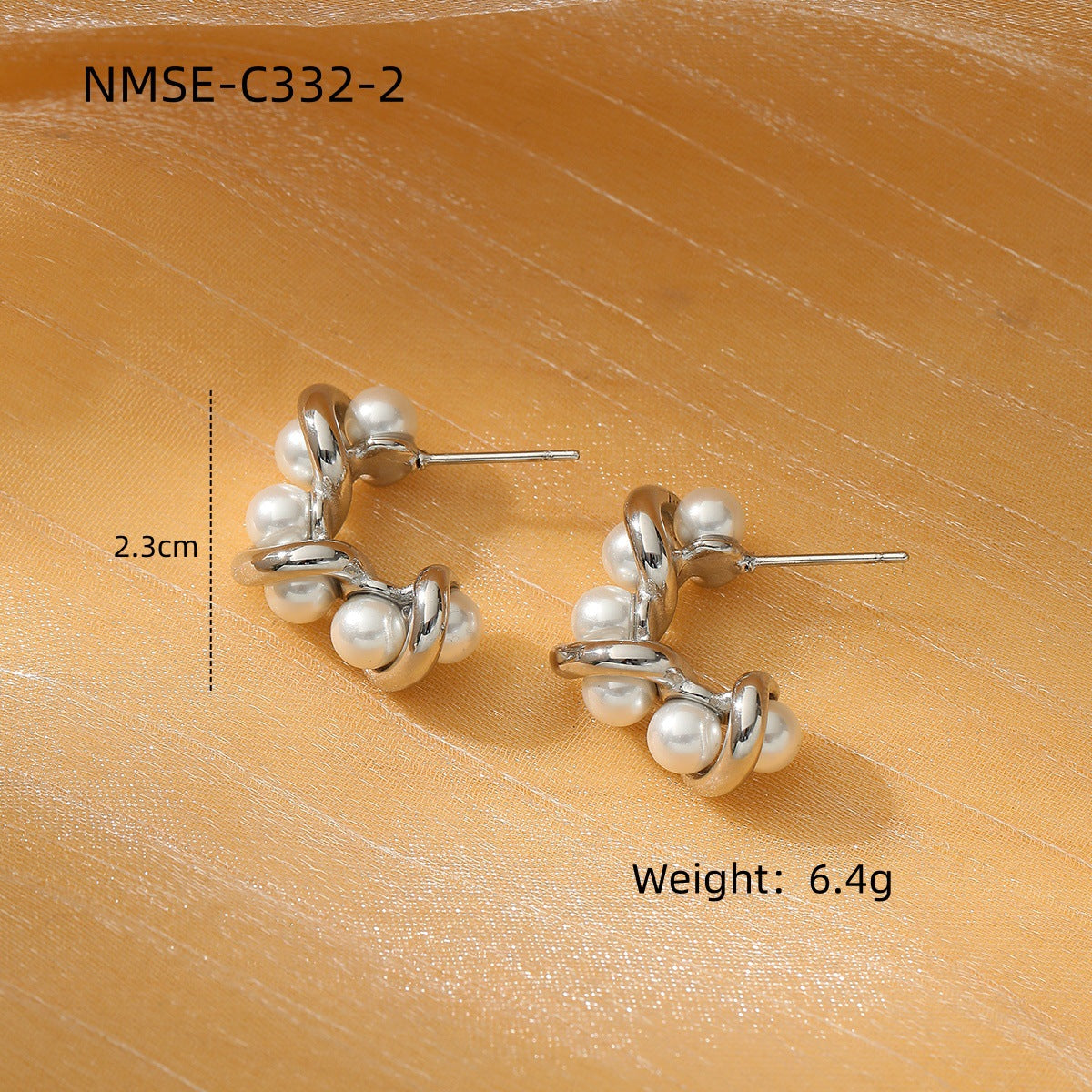 Pendientes de Acero Inoxidable Irregulares Estilo Francés con Perlas Envueltas y Acabado Chapado para Mujer