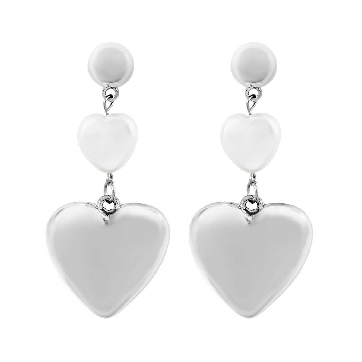 Elegantes Pendientes de Aleación con Forma de Corazón con Incrustaciones de Pedrería y Resina Bañados para Mujer