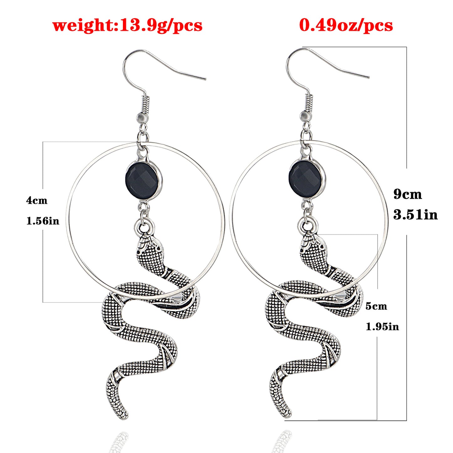 Minimalist Geometric Snake-Shaped Alloy Earrings with Rhinestone Inlay for Women