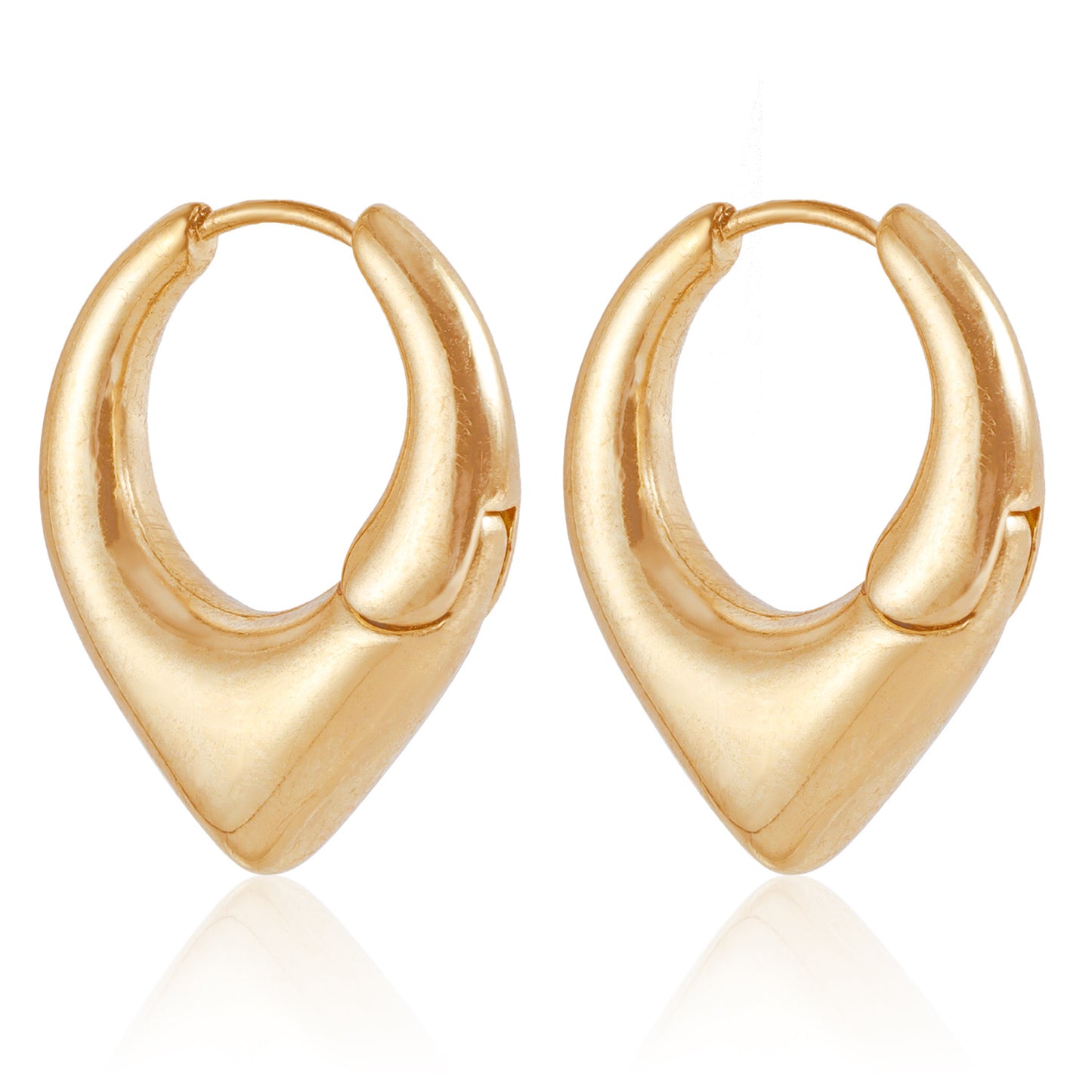 Punk Minimalist Hollow Heart-Shaped Geometric Hoop Earrings for Women with Polished Metal Finish and Electroplated Surface