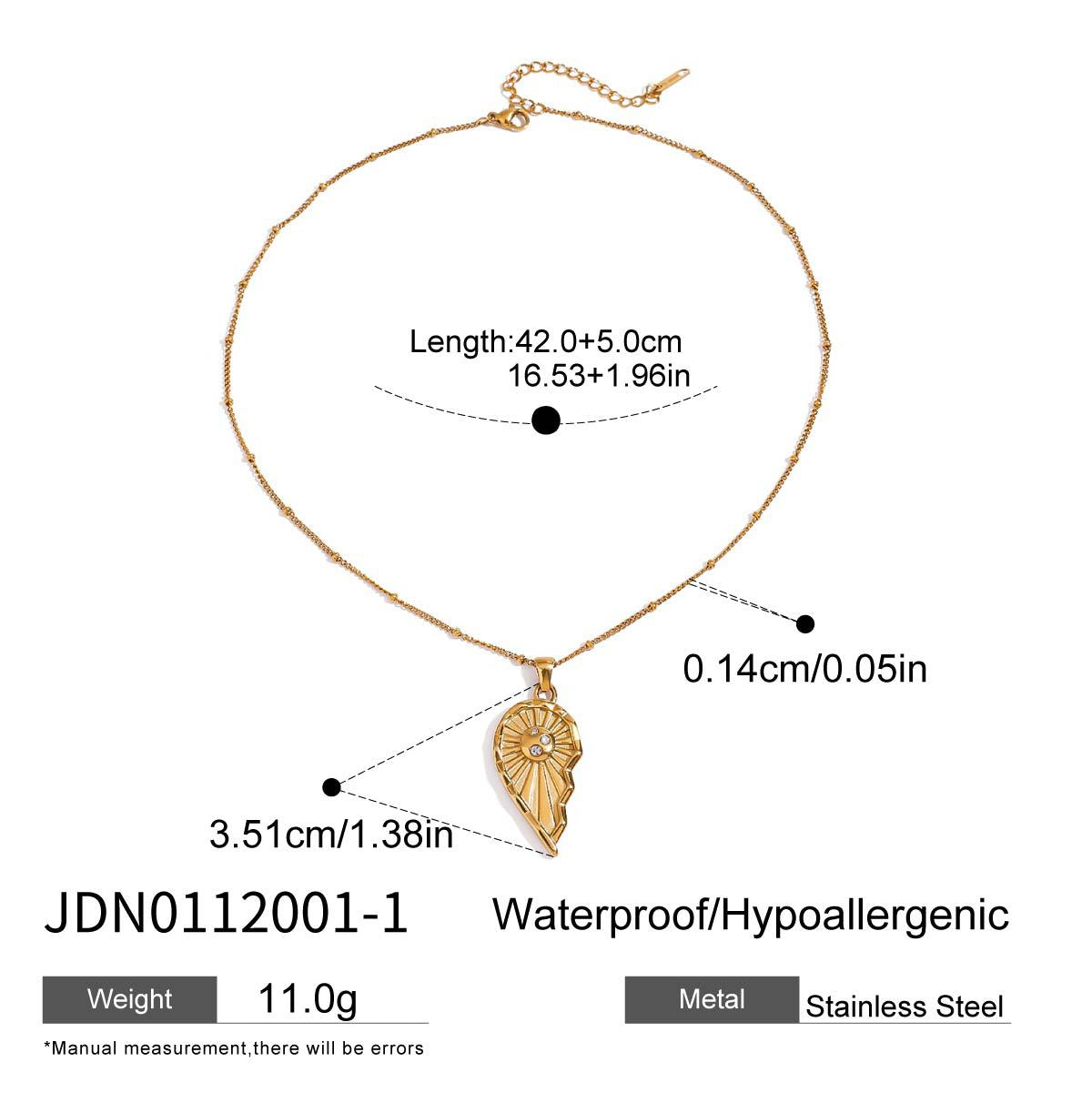 Elegante Collana a Cuore in Acciaio al Titanio con Finitura Placcata da Donna, Design con Ciondolo Geometrico, Catena Ipoallergenica in Acciaio Inossidabile, Accessorio Moda Lusso Minimalista
