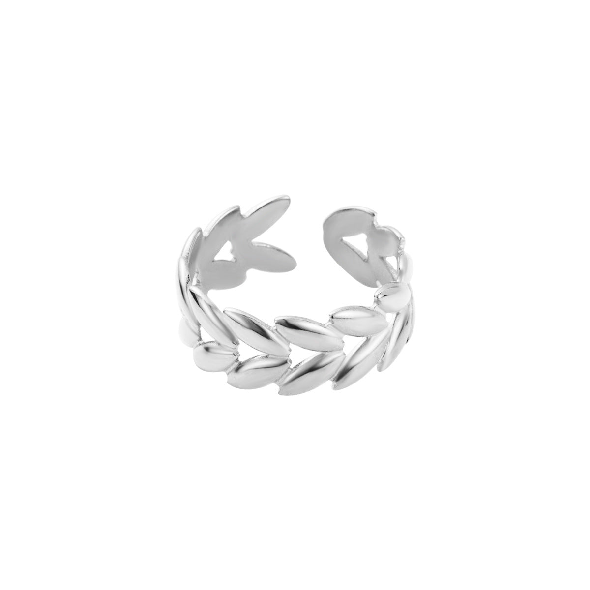 Anillo de acero inoxidable con forma de hoja, de diseño minimalista y geométrico, para mujer con acabado pulido