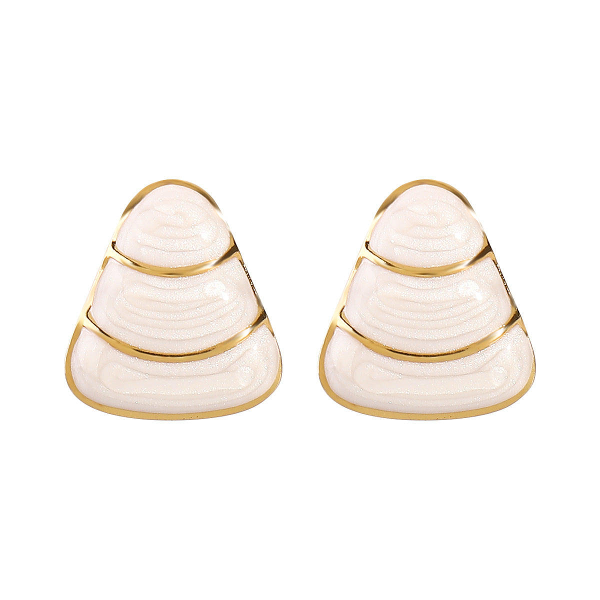 Minimalist Geometric Triangle Stainless Steel Enamel Earrings for Women