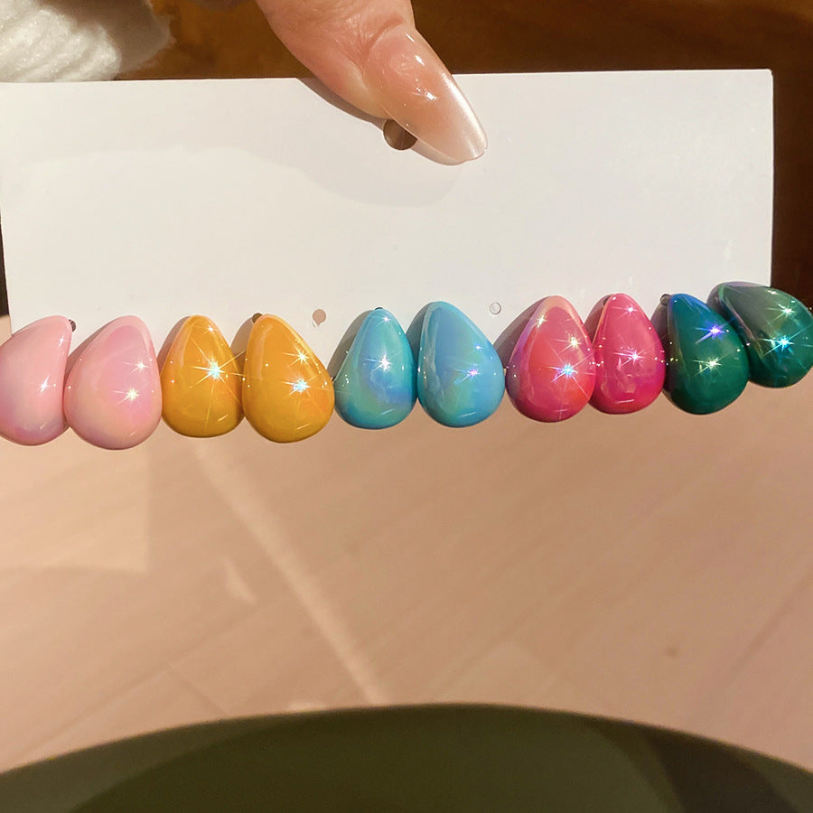 Orecchini a perno a goccia in acrilico iridescente da donna, stile minimalista moderno, alla moda per tutti i giorni, gioielli leggeri e lussuosi