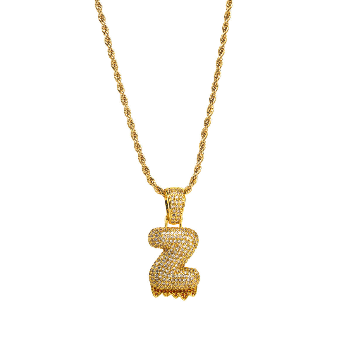 Collana con ciondolo a lettera "Sweet-Edgy" da donna in ottone con intarsio in zirconi cubici su catena a clavicola