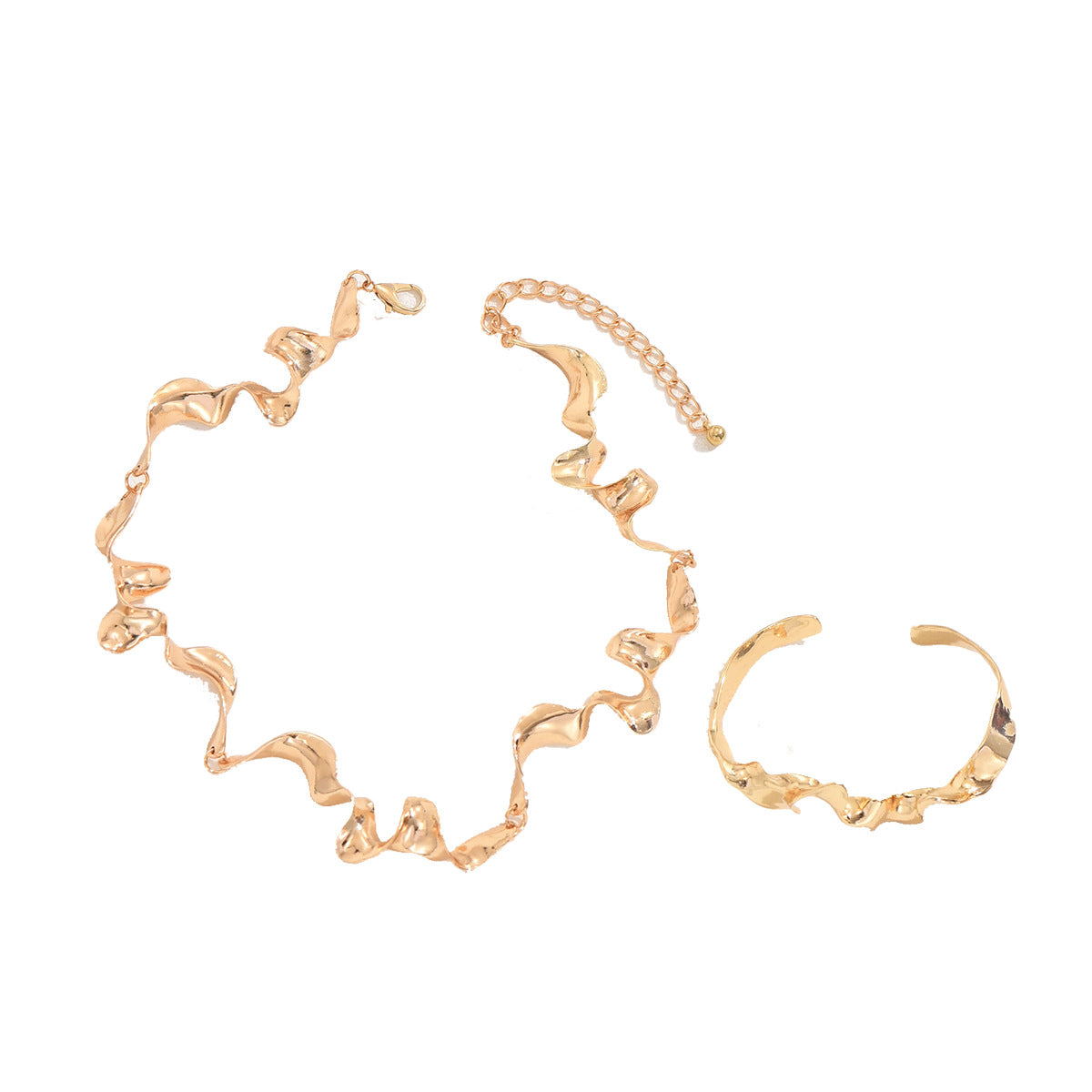 Conjunto de collar y pulsera de aleación minimalista geométrico con acabado chapado para mujeres y hombres