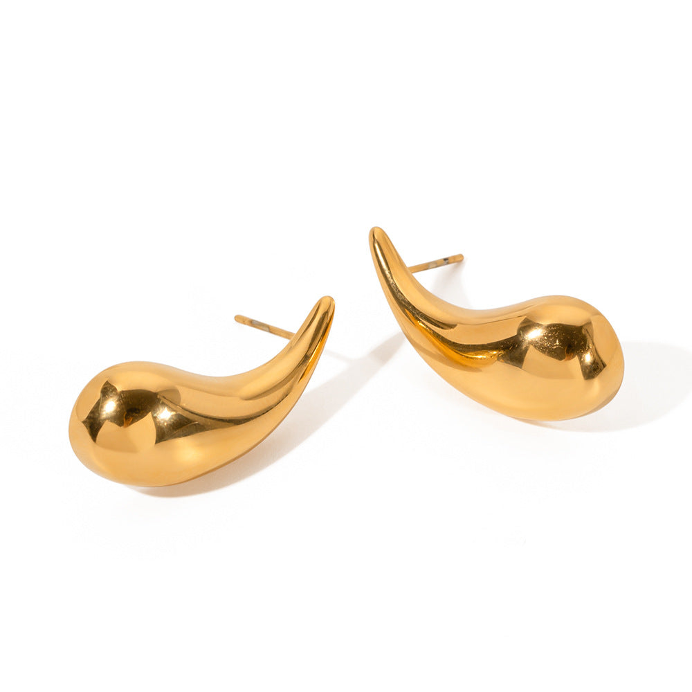 Minimalist Geometric Stainless Steel Earrings with 18K Gold Plating for Women