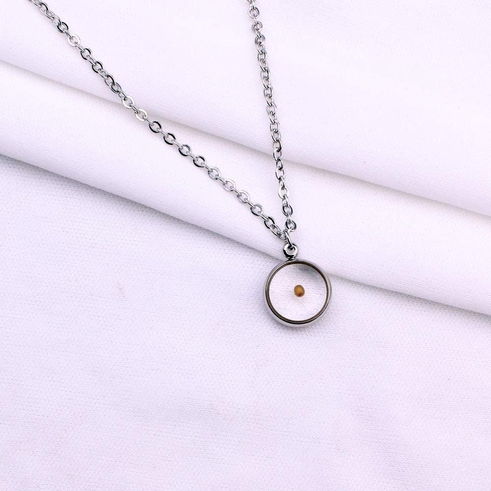 Minimalist Mustard Seed Pendant Necklace in Stainless Steel with Plated Finish for Women