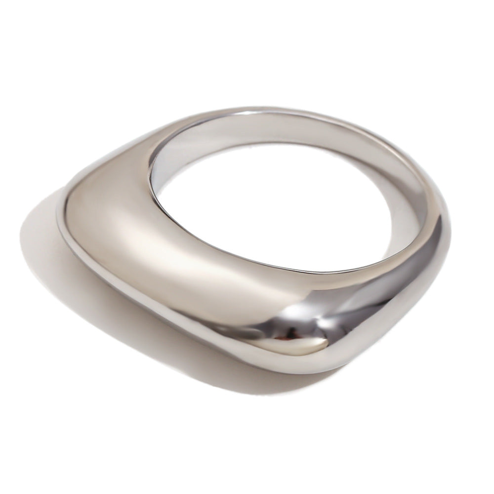 Vintage Elegant 18K Gold Plated Stainless Steel Oval Floral Geometric Ring for Women