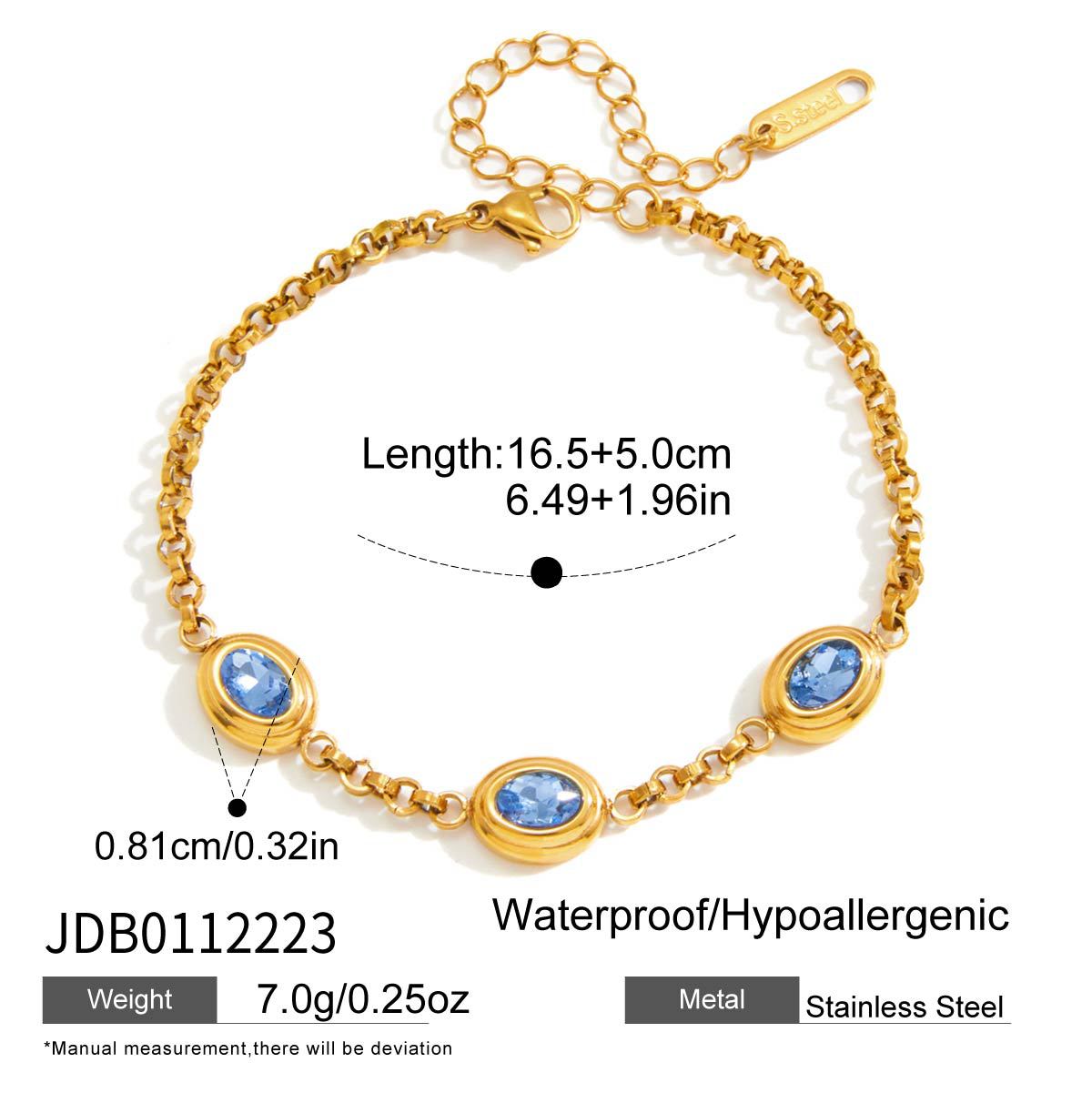 Elegant Geometric Oval Stainless Steel Plated Cubic Zirconia Bracelet for Women