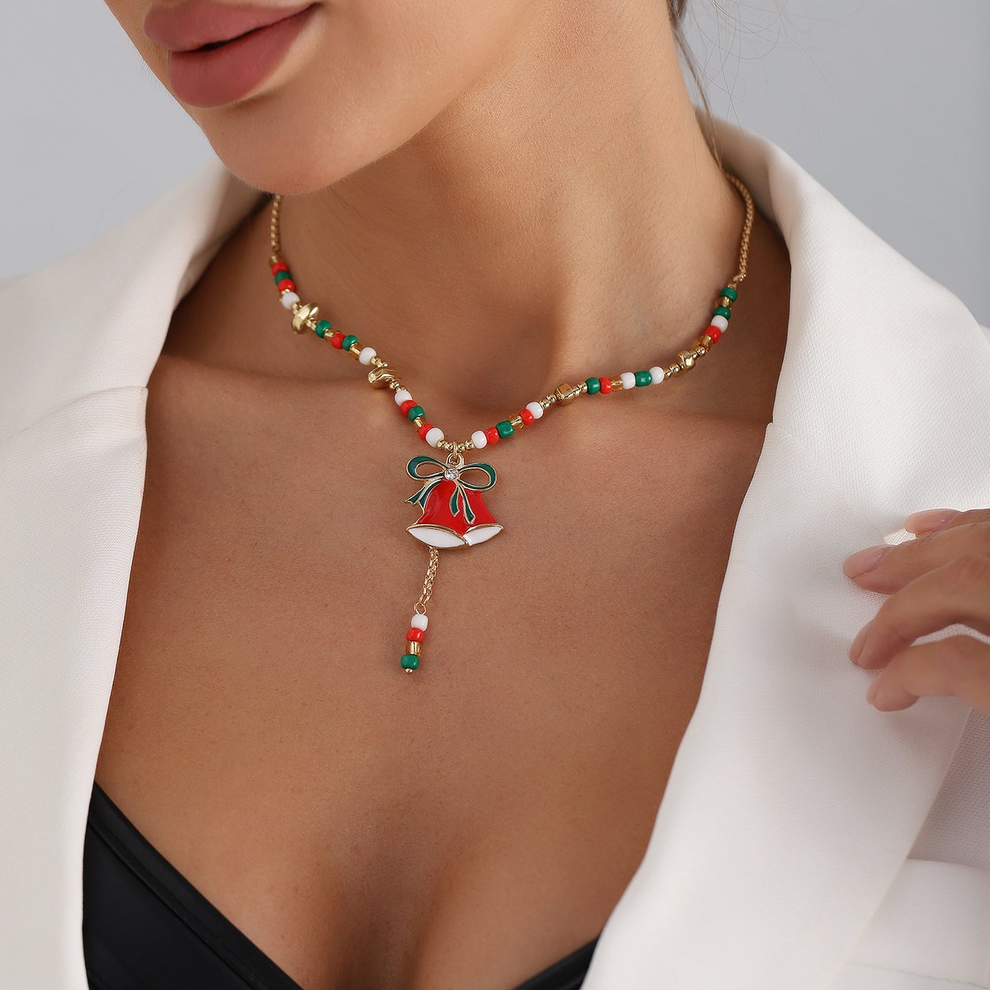 Fashion Choker Necklace with Butterfly and Christmas Hat Pendant in Geometric Shape, Alloy Plated, Festive Holiday Party Jewelry for Women