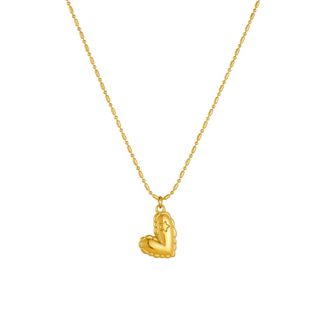 Minimalist Sweet Gold Plated Heart Stainless Steel Necklace Ball Chain
