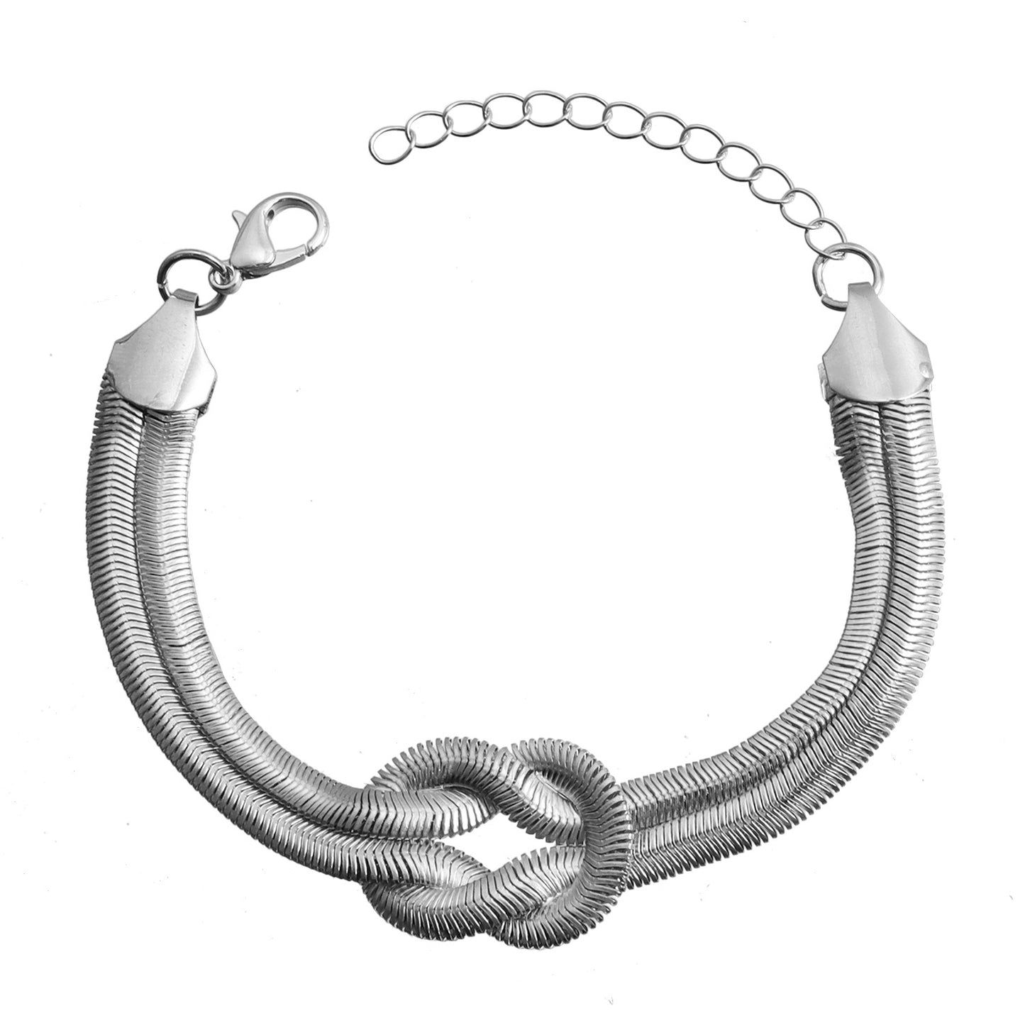 Collar de cadena de serpiente de doble capa anudado estilo punk hip hop para mujer con colgante de aleación y acabado chapado