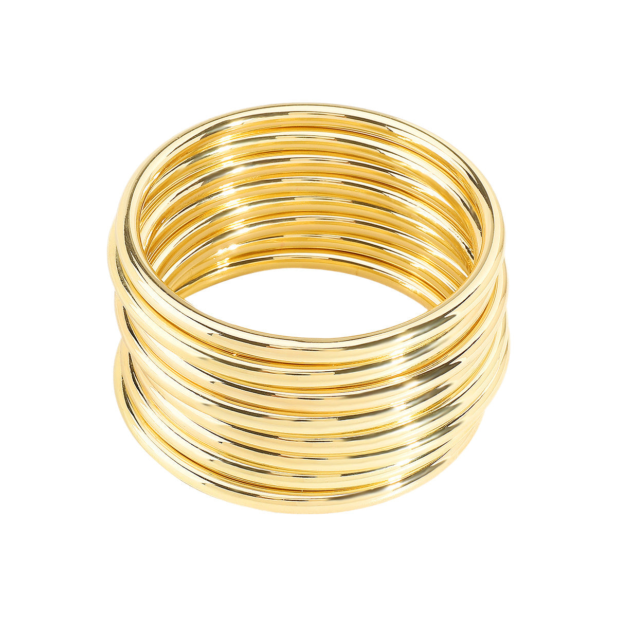 Set di bracciali impilabili minimalisti geometrici lucidati a forma rotonda in lega di ferro con finitura placcata